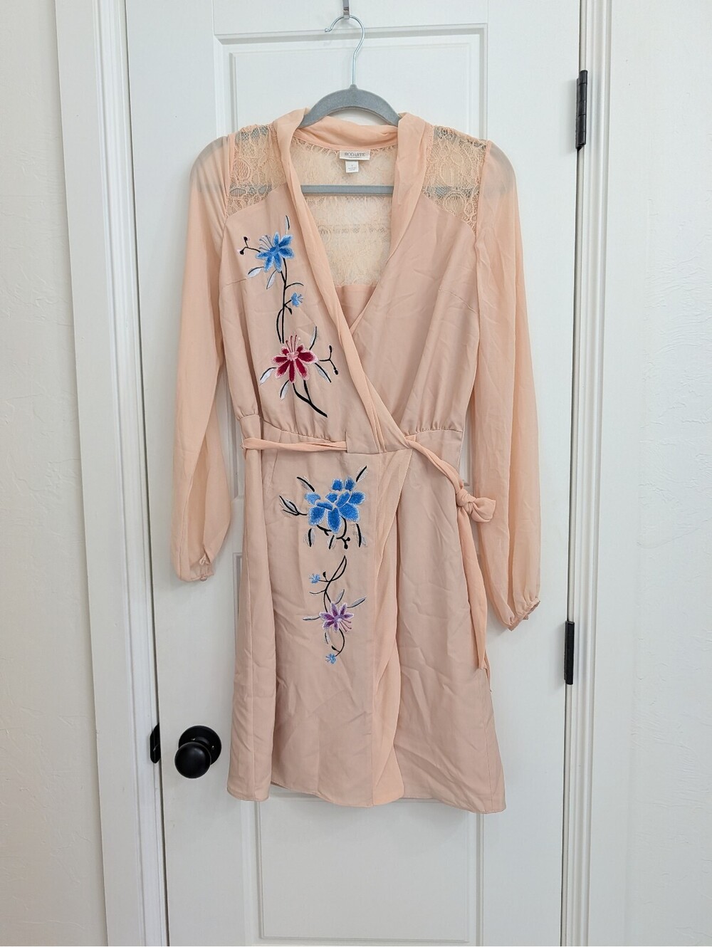 Rodarte for Target peach floral embroidery wrap dress